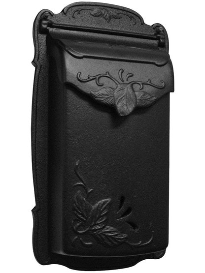 Floral Design Cast-Aluminum Vertical Mailbox in Matte Black.